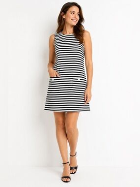 Women’s Black and White Striped Shift Dress
